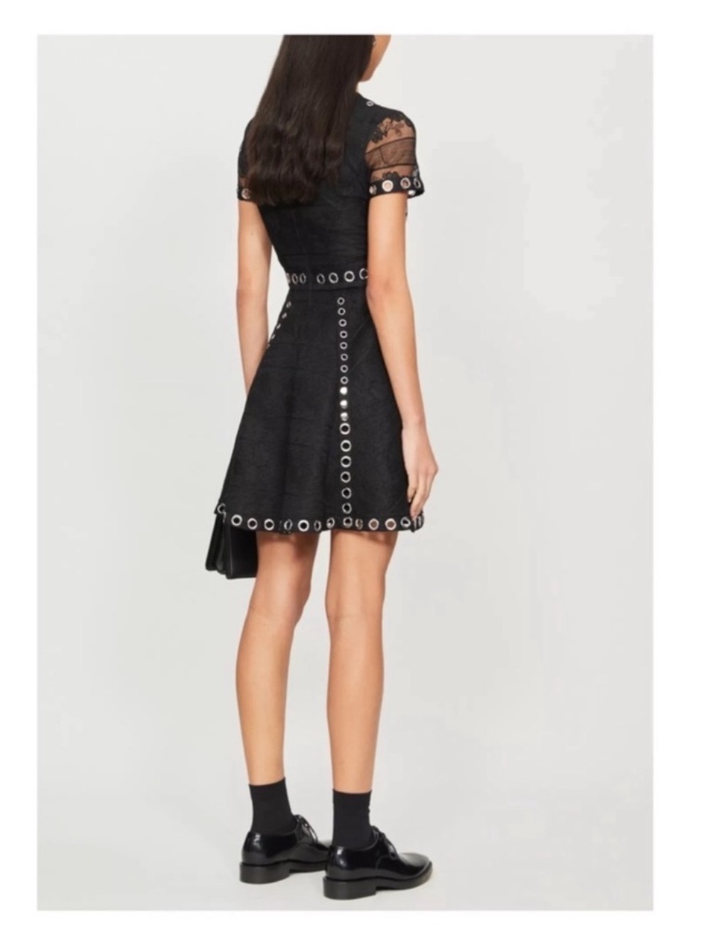 New! MAJE Ranch Floral Lace Embroidered Woven Mini Dress in Black EU 36 - Picture 3 of 10